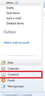 Contacts within Live Mail Live Mail Contacts List