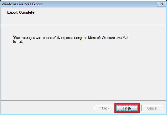 Live Mail Export Complete