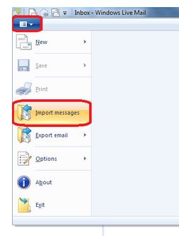 Import Messages in Live Mail