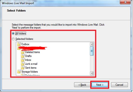 Importing Folders into Live Mail