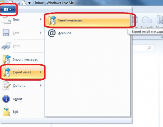 Export Email Messages Live Mail
