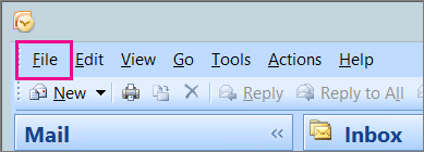 File Menu Outlook 2007 Outlook 2007 File Option