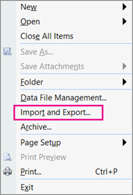 Import/Export in Outlook 2007 Outlook 2007 Import Export Option