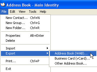 Export Address Book Address Book Export in Outlook Express