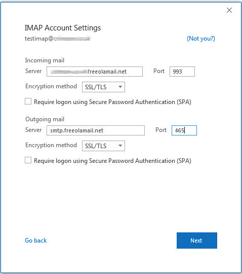 how to set up ports for imap mail outlook 2016