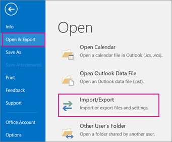 Import/Export in Outlook Export to a File in Outlook