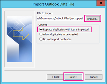 Importing PST File on Outlook Replace Duplicate Records on Import