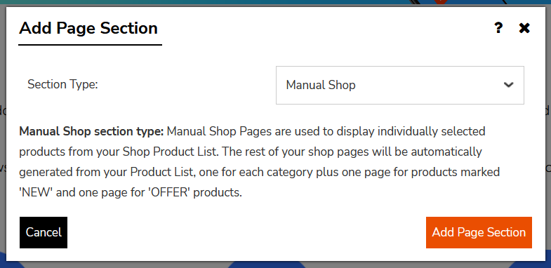 RQS Add Shop Section
