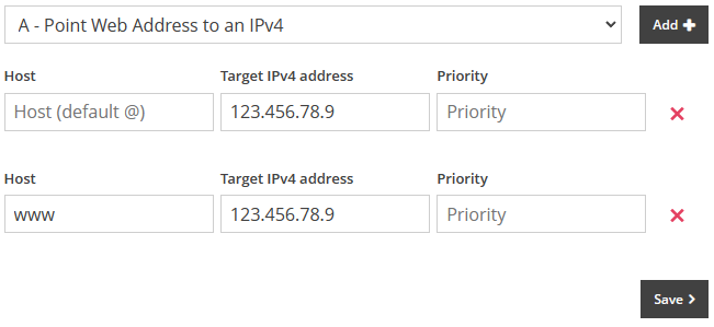 Adding an A Record Adding A Records in MyFreeola