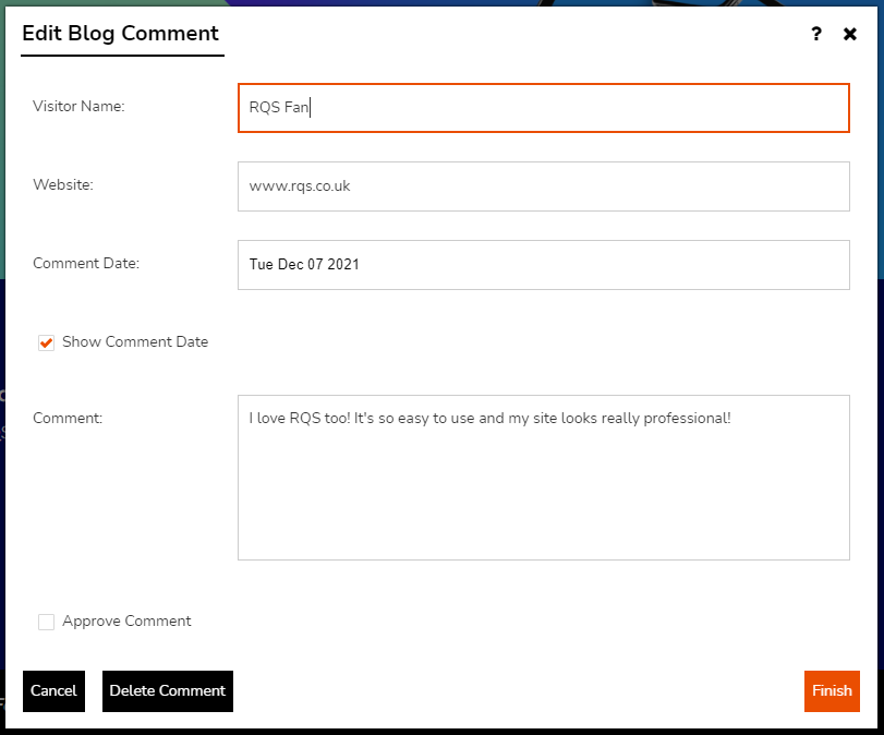 RQS Edit Blog Comment