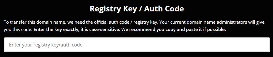 Domain Transfer EPP Code