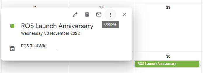 RQS Google Calendar Event