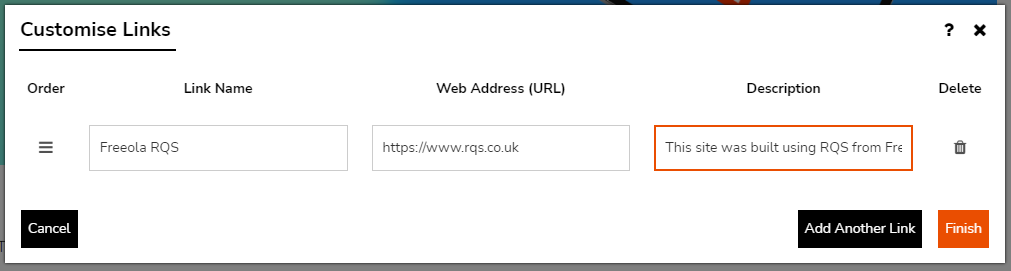 Adding a Links Section to your RQS pages