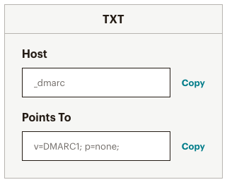 Mailchimp TXT DMARC example