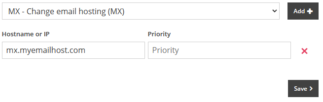 Adding an MX Record Adding MX Records in MyFreeola