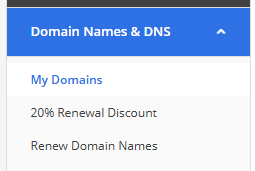 MyFreeola My Domains Menu