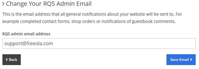 Changing the RQS Admin Email Address