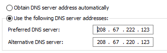 Windows 10 OpenDNS DNS Servers
