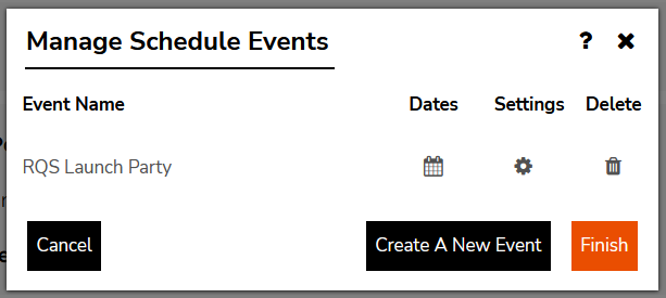 RQS Manage Scheduled Events