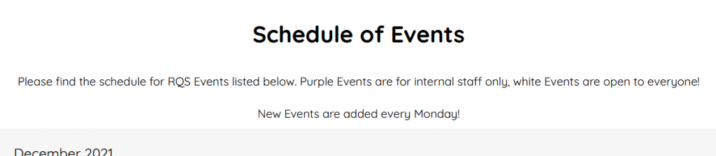 RQS Schedule Introduction