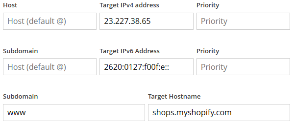 Shopify DNS Settings