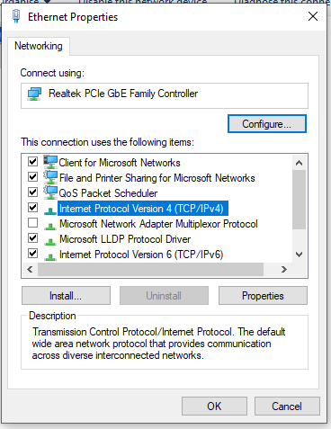 Windows 10 TCP/IPv4