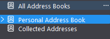 Select Personal Address Book Personal Address Book in Thunderbird