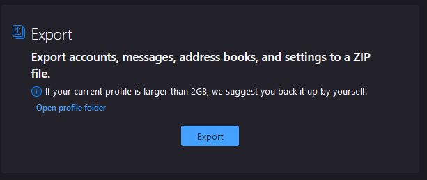 Thunderbird Export Tab