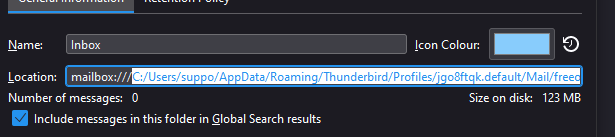 Thunderbird Folder Properties Thunderbird Mailbox Location