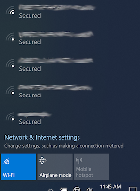 Windows 10 Available WiFi Networks