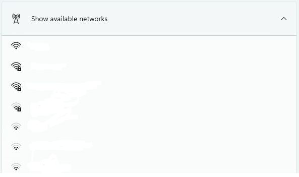 Windows 11 Available WiFi Networks