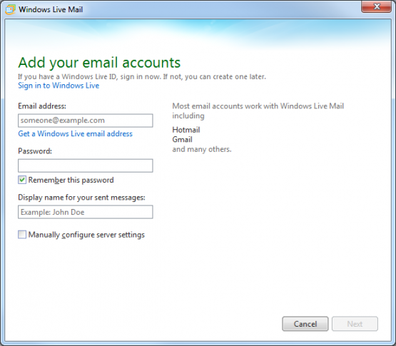 Windows Live Mail Add Email Account Windows Live Mail Add Email Account