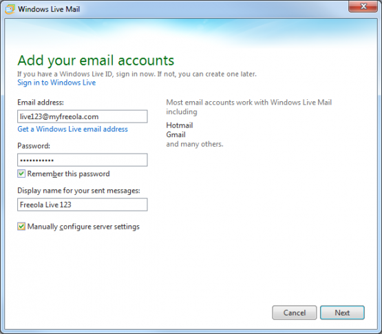 Window Live Mail Enter Email Address and Password Window Live Mail Enter Email Address and Password