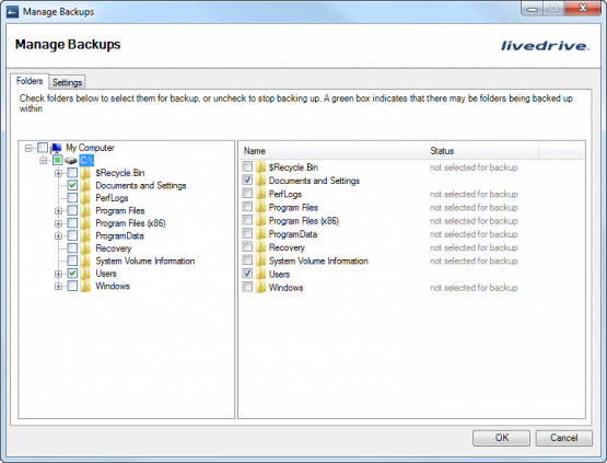Online Backup Livedrive Manage Backup