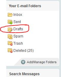 Drafts in Freeola Webmail Webmail Pro Drafts Folder