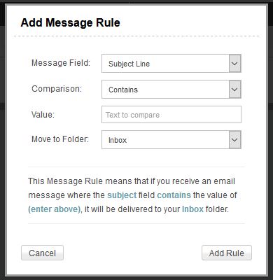 Webmail Message Rules Add Message Rule Webmail
