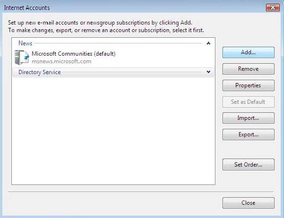 Windows Mail Internet Accounts