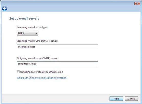 Windows Mail Set Up Email Servers