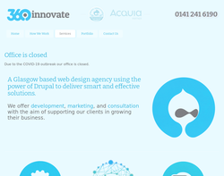 Screenshot of the 360innovate homepage
