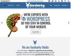 Screenshot of the Aardvarky Media homepage