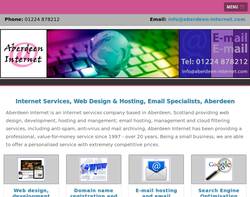 Screenshot of the Aberdeen Internet homepage