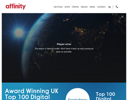 Screenshot of the affinity new media homepage
