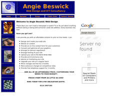 Screenshot of the Angie Beswick homepage
