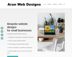 Screenshot of the Arun Web Designs homepage