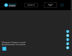 Screenshot of the Character Creates homepage