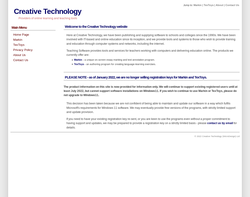 Screenshot of the Creative Technology homepage