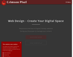 Screenshot of the Crimson Pixel homepage