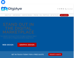 Screenshot of the DigiAye Media homepage