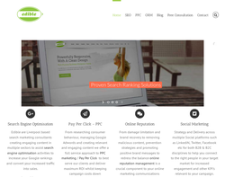 Screenshot of the Edible Marketing homepage