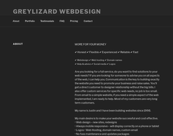 Screenshot of the Greylizard Webdesign homepage